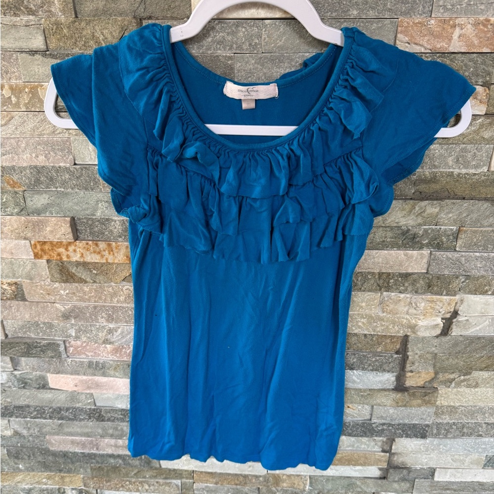 Moa moa Blue Ruffled kid top